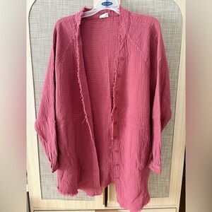 Peach Love California waffle Button-Up Cardigan 100 cotton